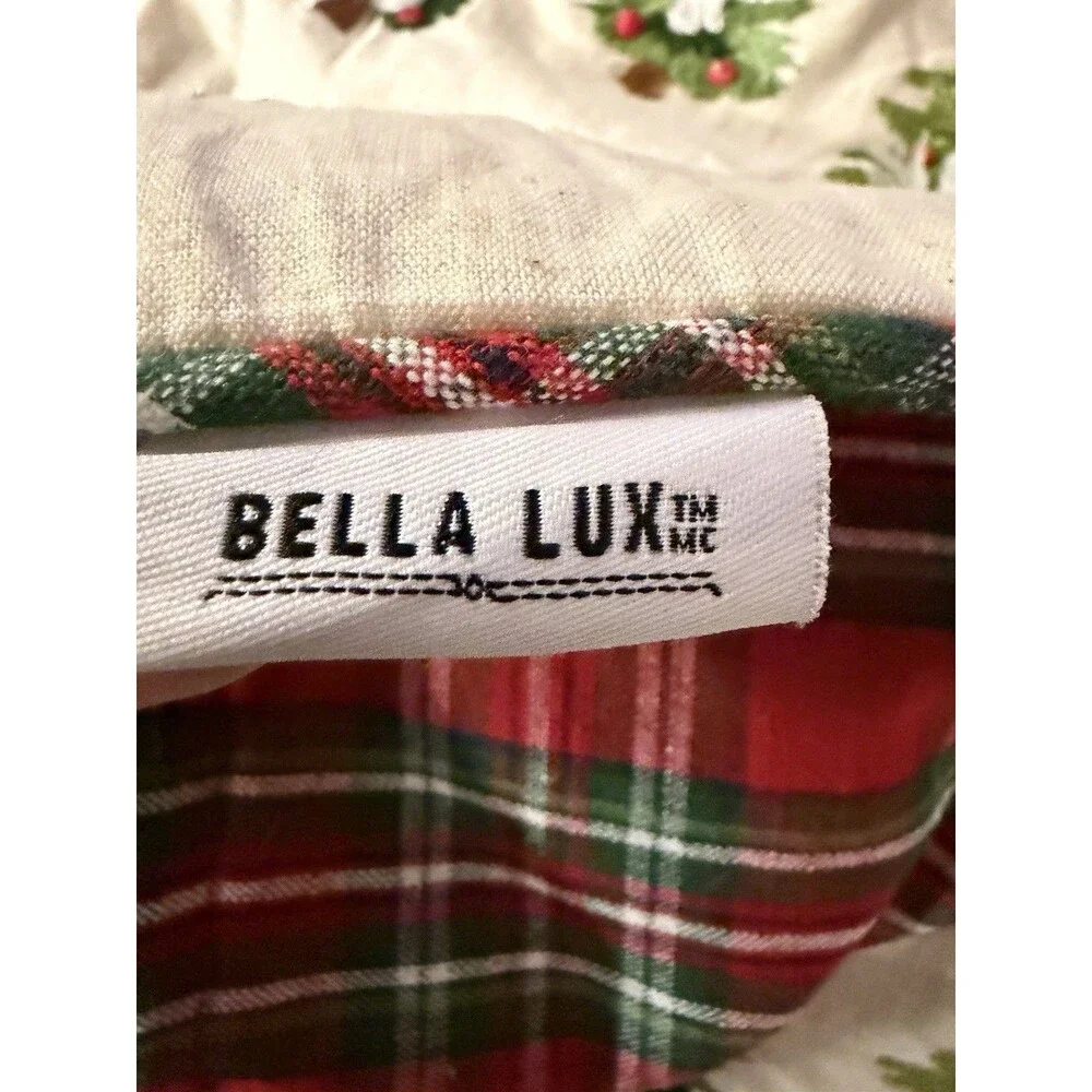 Bella Lux Christmas Embroidered Plaid Square Pillow Cover, 20 x 20 in, set of 2